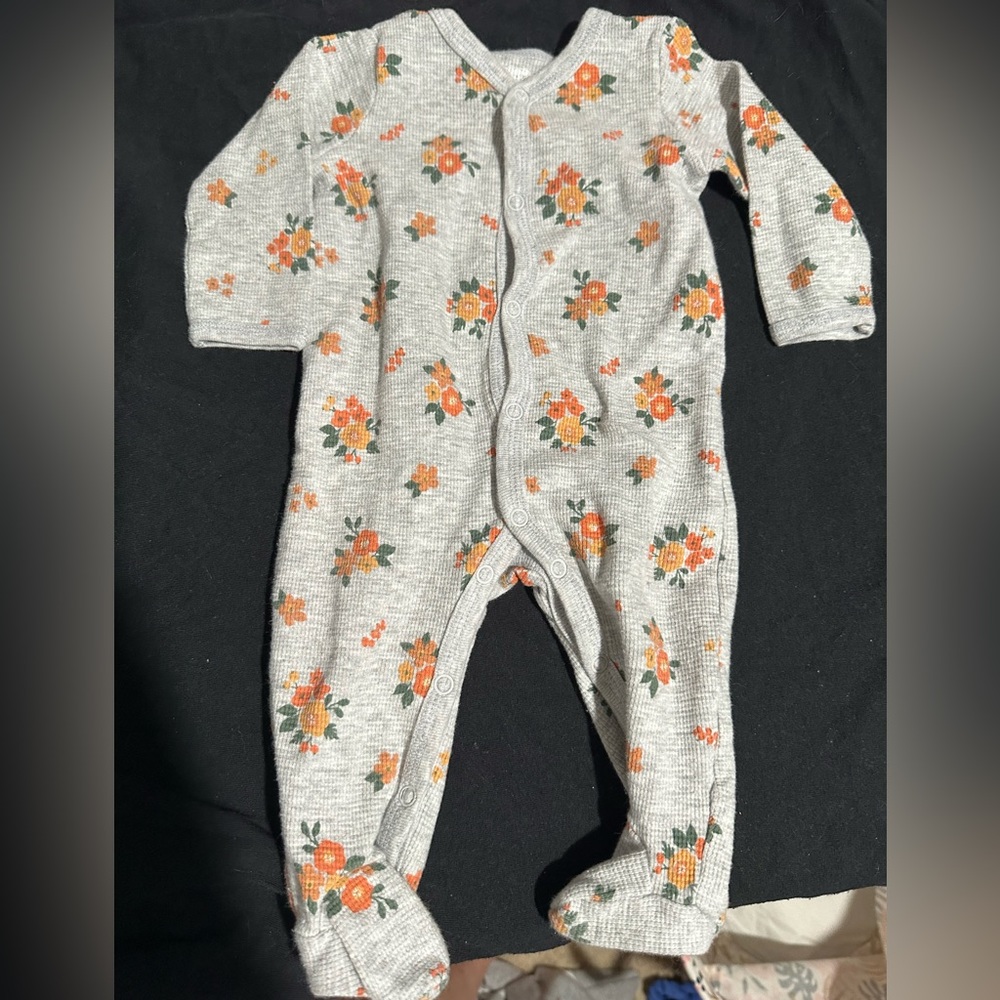 Gray and Orange Floral Pajamas
